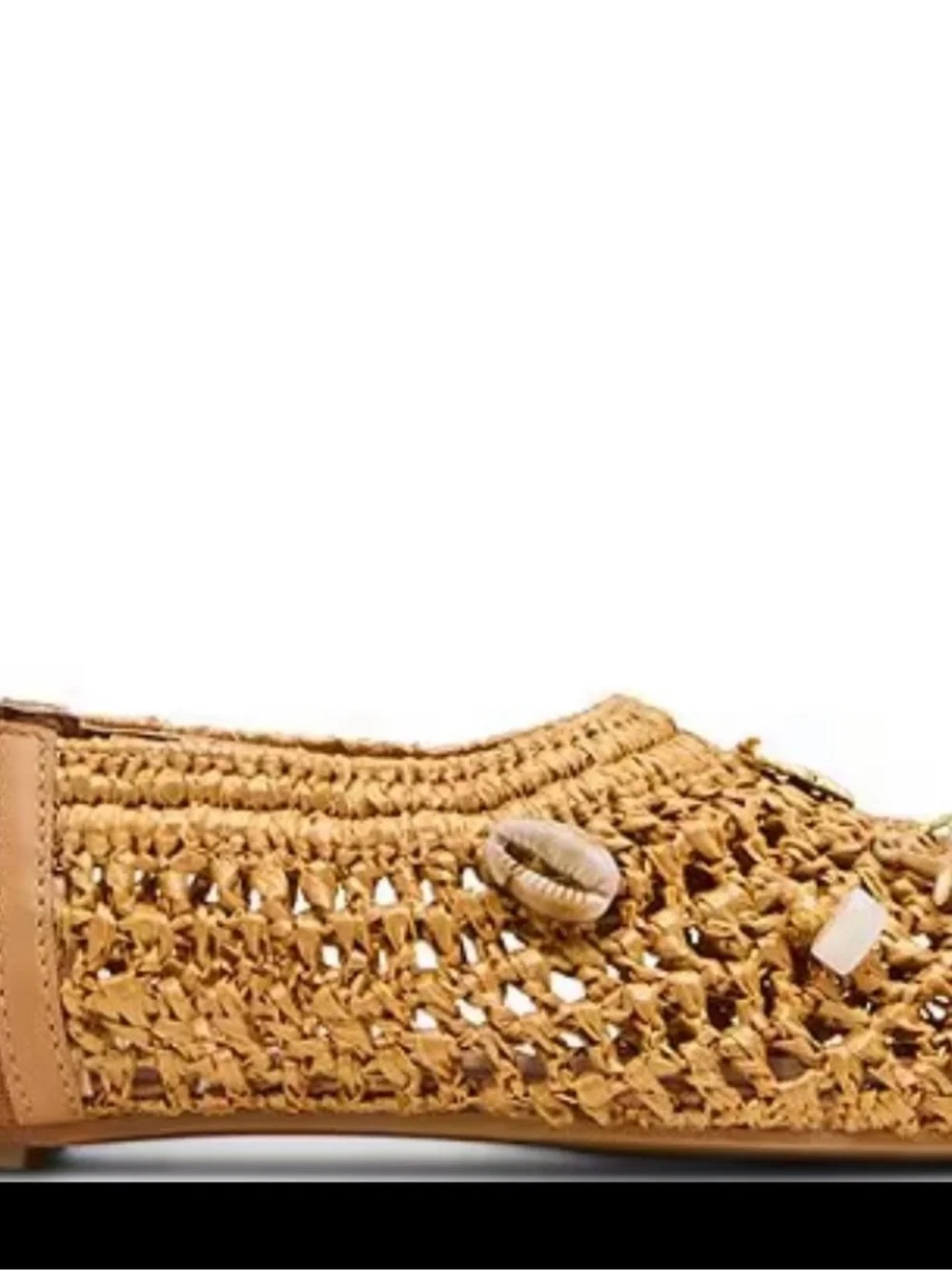 Steve Madden Tan Crochet Slip-On Flat with Shell & Bead Accents 8.5 new in box